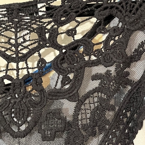 Susan Graver Sweater Women XL Blue Floral Pullover Boho Western Office Neutral - Picture 8 of 12